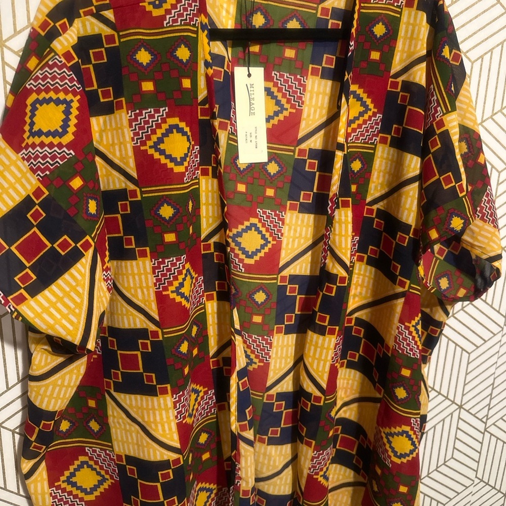 Mileage Kimono top – African-Inspired Print, NEW, Size M